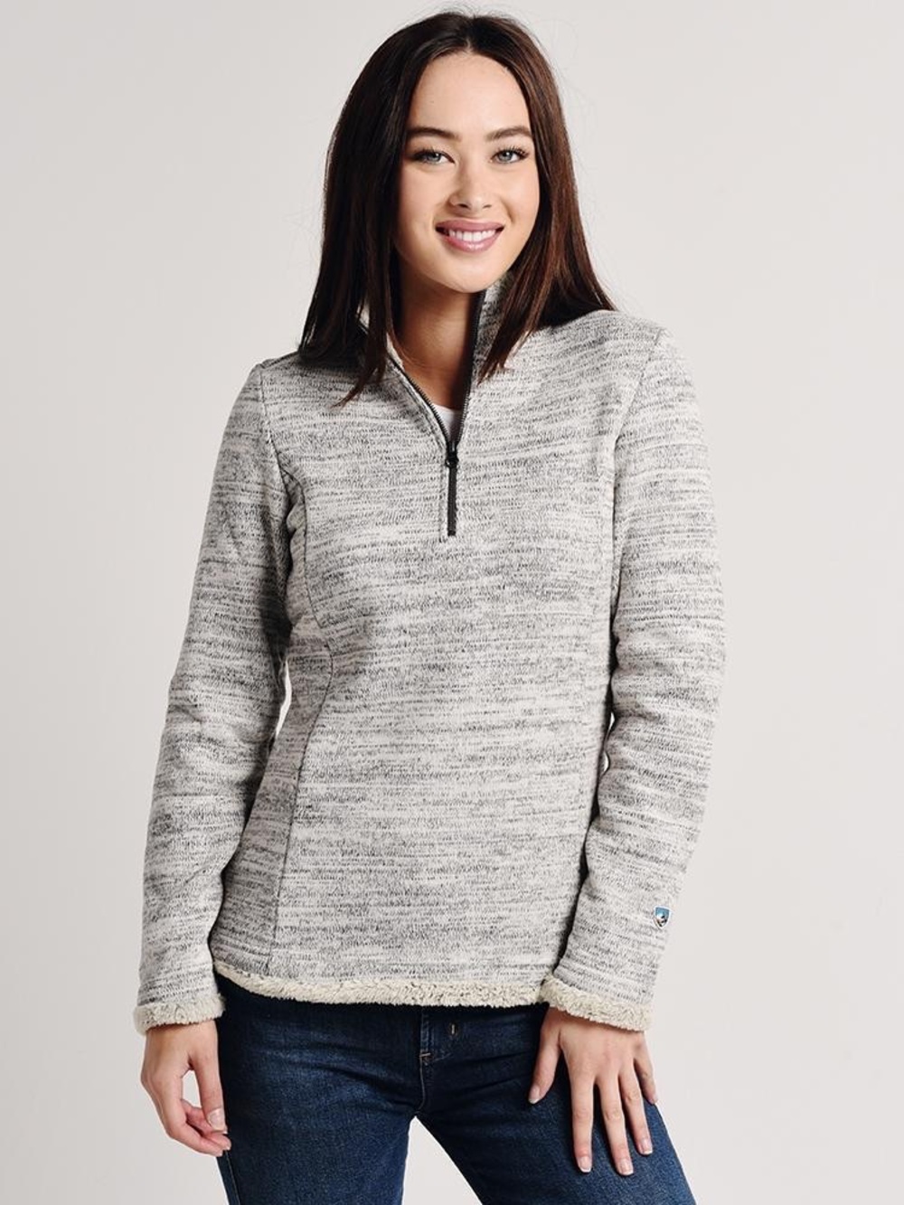 KUHL Women Size M Alska 1/4 Zip‎ Faux Shearling Trim